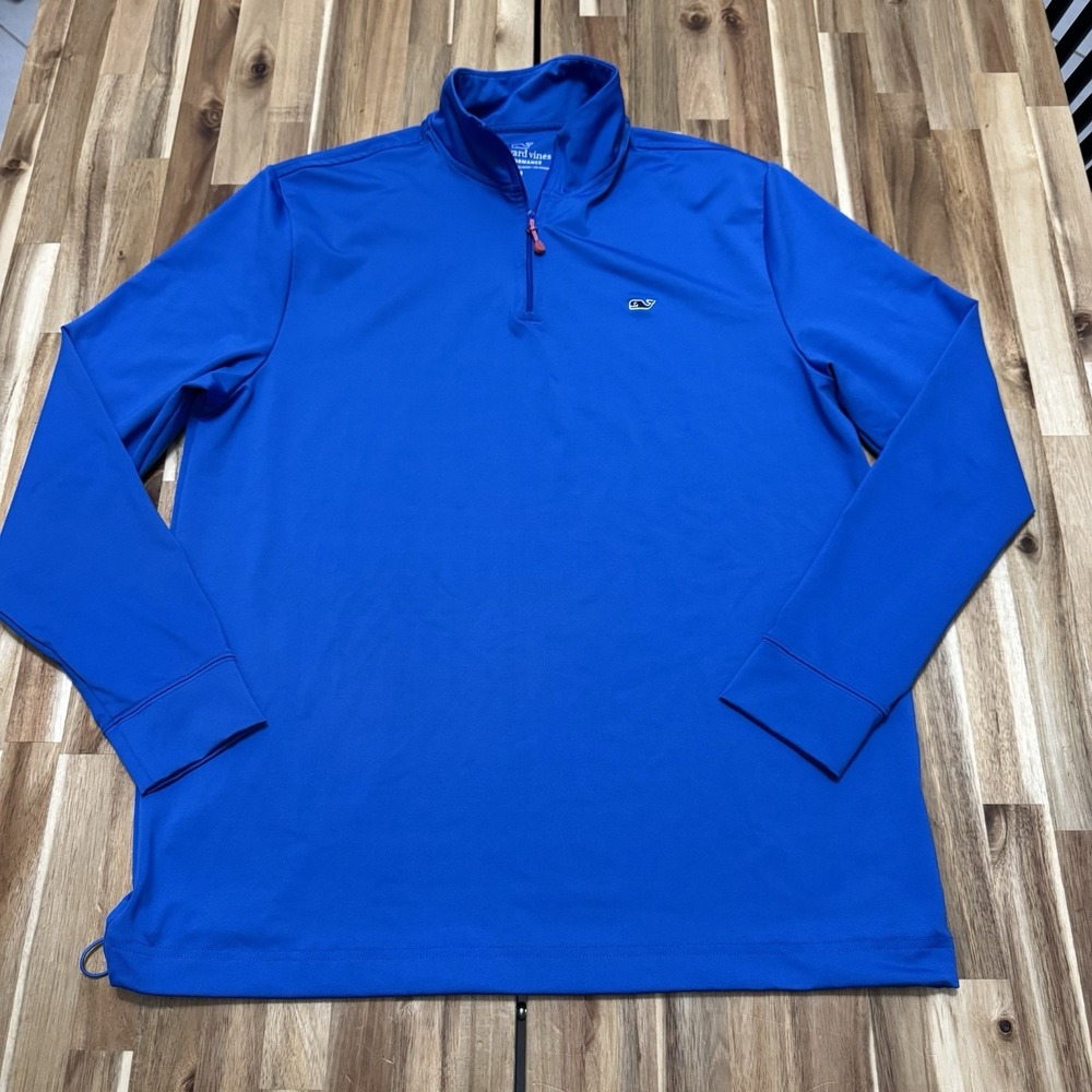 Vineyard Vines Performance Pullover Mens M Blue 1/4 Zip Stretch Preppy Golf Frat